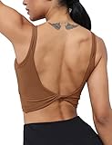 LUYAA Damen Workout-Sport-BHs, rückenfrei, gepolstert, Yoga-Tanktop, bauchfrei, gedrehter...