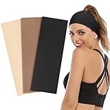 BELEVO Haarband Damen Baumwolle Stirnband Damen Sport 3 Stück Haarbänder Elastisch...