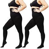 LiiYoang Strumpfhosen Damen Schwarz Blickdicht 40 Den M-4XL, 2er-Pack Große...