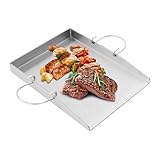 Plancha Grillplatte 4 mm starker Edelstahlgrill, 40 * 30 * 4cm Grillplatte mit Griff und 2...