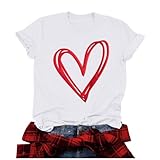 Flodxo Kurzärmeliges Oberteil für Damen, Herzdruck, T-Shirts für Damen,...