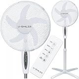 U-SMILER Ventilator mit Fernbedienung, Standventilator sehr Leise 55W, 5 Klingen, 90°...