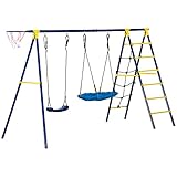 Outsunny Kinderschaukel Gartenschaukel mit Metallgestell Netzschaukel...