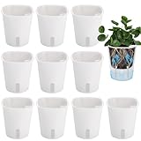 Huiguli 10 Stück Blumentopf, Weiß Selbstbewässerungstopf Klein, Φ9.5cm Pflanzen Topf...