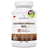 Bandini® Bio Ashwagandha KSM-66® - 180 Kapseln - 6 Monate Vorrat - Hochdosiert mit 500mg...