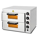 VERTES Gastro Pizzaofen mit Doppelkammer, feuerfestem Stein, Timerfunktion und...