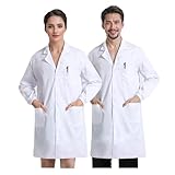 JXCTNNU Laborkittel Weiß Kittel Arztkittel Unisex Chemie Schutzkleidung Herren Damen...