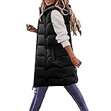 HHOP Damen Weste lang Damen Parka Damen Jacke Longjacke Damen Baseball Jacke...
