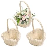 3 Stück Wicker Rattan Imitat Blumenmädchen Korb Blumenkorb Hochzeit Streukörbchen Mini...