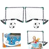 CAKEEYUM Wasserfußball-Set Kühlung schwimmender Poolfußball umfasst 2 Pool-Tore, 2...