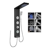 KEOKBON Duschpaneel Ohne Armatur Schwarz Edelstahl 304, LED Dusche für...