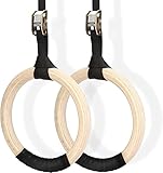 Turnringe Holz Gymnastikringe Outdoor & Indoor Gym Rings mit Verstellbare Nylonbänder,...