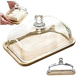 Glass Butter Dish with Lid 7x4in Multi-functional Clear Square Butter Dish with Lid &...