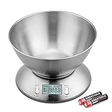 himaly 5KG Digitale Küchenwaage, Edelstahl-Kochwaage mit Abnehmbarer Schüssel...