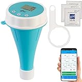 AGT Pooltester: Digitaler 6in1-Wassertester mit Bluetooth, Echtzeit-Monitoring und App...