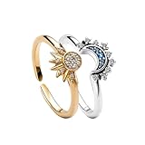 TOFBS 2 Stück Ring Set Sonne Und Der Mond Freundschaftsringe Gold Ringe mit Cubic...