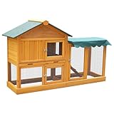 Deuba Kaninchenstall Winterfest, Hasenstall aus Holz mit Freilaufgehege, 152x51x95 cm,...