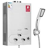 Fulgutonit 10L Gasdurchlauferhitzer mit Druckdusche,LPG Propan Butan Gas Durchlauferhitzer...