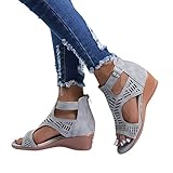 YULONGESS Damen Bequem Trekkingsandalen Sommerschuhe Flach Sandaletten Lässige...
