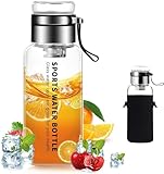 DAWRIS Glasflasche 1 liter /1l - Wasserflasche Trinkflasche Glas mit Neoprenhülle -...