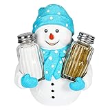 Tivray Salz und Pfefferstreuer Set Weihnachten mit Schneemann Halter, 2 Stück Salzstreuer...