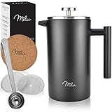 Milu French Press Kaffeebereiter | 350ml, 600ml, 1L | Edelstahl Kaffeepresse,...