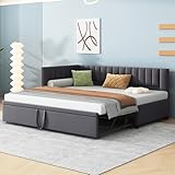 Kinderbett Polsterbett 90/180x200 cm, Schlafsofa mit Ausziehbett, L-förmiges Sofabett...