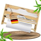 NATURTRIEB 3-in-1 Folienschneider aus Bambus | Frischhaltefolie, Alufolie & Küchenrolle |...