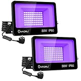 Onforu 2er 30W LED Schwarzlicht Strahler, UV Fluter mit Stecker, IP66...
