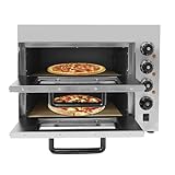 Pizza Backofen, 3KW Profi Doppel Kammer Pizzaofen mit Timer 0-60 Min, 50-350 °C Edelstahl...