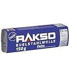 RAKSO Edelstahlwolle fein - 150g, 1 Banderole, rostfrei, hygienische Reinigung, reinigt,...
