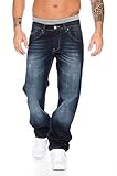 Rock Creek Herren Jeans Hose Denim Blau Straight-Cut Gerades RC-2091 Dunkelblau W36 L32