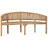 Homgoday Bananenbank 180 cm aus massivem Teakholz, Gartenbank, Balkonbank,...
