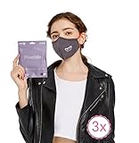 3 FFP2 Maske CE-Zertifizierte Wiederverwendbare Grau, [30-Fach Waschbare]...