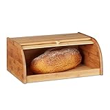 Relaxdays Brotkasten Bambus HBT: 16,5 x 40 x 27,5 cm Rollbrotkasten für aromadichte Brot...