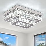 Finktonglan LED Kristall Deckenleuchte Moderne Rechteckige Deckenleuchte K9 Edelstahl...