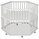 Sämann® Laufgitter PREMIUM 6-eckig mit Matratze, stufenlos höhenverstellbar, Baby...