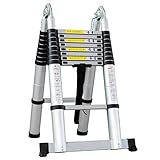 BOCbco Teleskopleiter mit Stabilisatorstange und Scharnieren, Tragbare A-Typ...