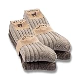 4 Paar Alpaka Socken Herren Damen Wollsocken warme Wintersocken 20900 (Beige...