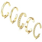 Adramata 5 Stück Ringe Frauen 14 Karat Vergoldete Ringe Set Knöchel Ringe für Damen...