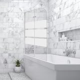 Vigevee Duschwand für badewanne, 100x140cm, Faltbare 2 teilige Glas Duschtrennwand, 6mm...