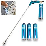 TOM Gas Unkrautbrenner Set + 4 x 330 g Universal Gasflasche mit Schraubgewinde...