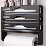 YIMBFCA Folienschneider mit Cutter Frischhaltefolienspender mit Küchenrollenhalter...