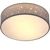 MONZANA® Deckenlampe Sternenhimmel Wohnzimmer Schlafzimmer E27 Grau Rund 38cm...