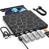 HOURUNTAIL Externes Blu ray Laufwerk USB 3.0 Typ-C 3D Blu RAL Laufwerk, DVD/BD...