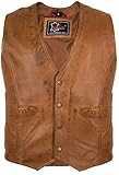 MDM Herren Lamm Lederweste in Braun (Weiches Leder) (XL)