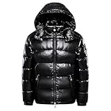Puffer Jacket, Glänzende Daunenjacke Herren Damen Warme Parka Mantel Mit Kapuze Winter...