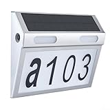 Zoegneer Solar Hausnummernleuchte Außen Wasserdicht LED Lampe mit Edelstahlrahmen und...