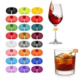 CPYJW 24 Stück Glasmarkierer,Silicone Wine Glass Drink Markers Wiederverwendbarer Glas...