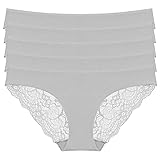 Necalisi Unterhosen 5er-Pack Hellgrau Unterhosen Damen Baumwolle Kontrastfarbe Pantys...